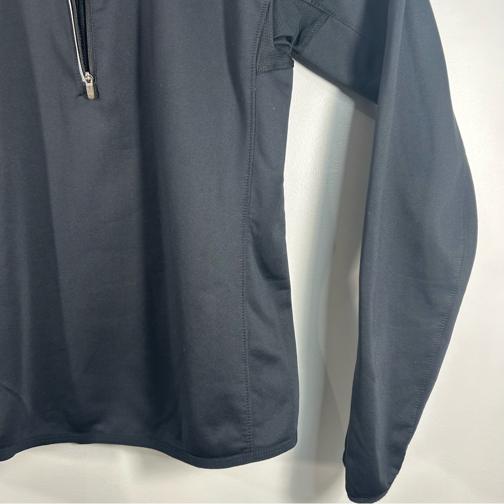 Nike Running Dri-Fit 1/4 Zip Pull Over Hooded Jacket BLK Back Zip Pocket Women L - Picture 7 of 14